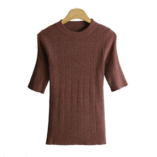 

women's sweaters 2021 spring autumn knitted half sleeve sweater women and pullovers slim fitness black white jumper pull femme, White;black