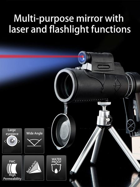 

telescope & binoculars monocular 12x50 hd high power zoom handheld night vision military outdoor with laser light