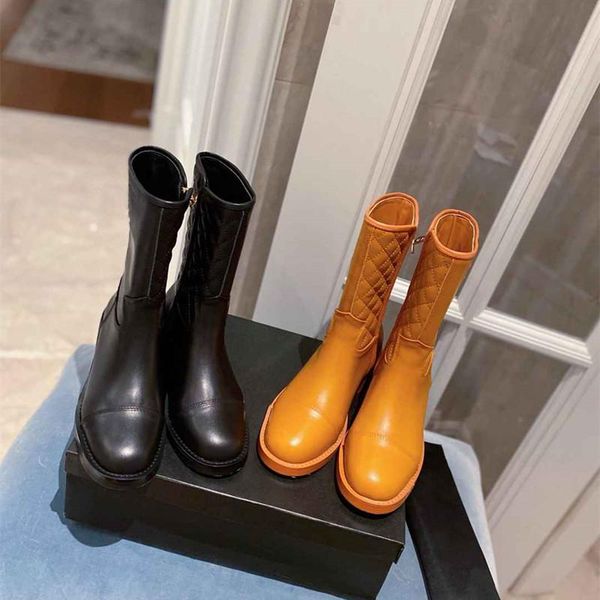 

boots fashion woman genuine leather designer shoes thick bottom, Black