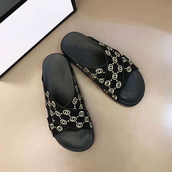 

2021ss brand men beach slide sandals scuffs slippers mens beach fashion popular slip-on designer sandals with box size 38-45, Black