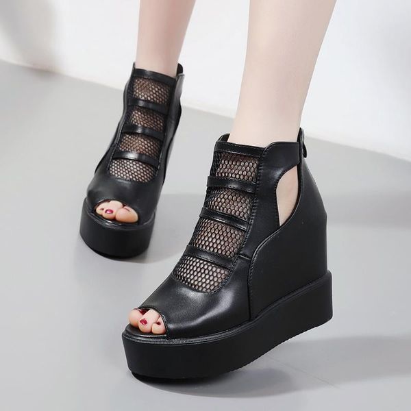

boots shoes elegant woman zipper clogs platform boots-women flat heel lolita mid calf ladies leather 2021 high cotton, Black