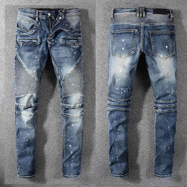 

men's jeans mens denim jeans fashion italy men s true slim washed zipper decorated straight denim men hip hop designer joggers 6k9h, Blue