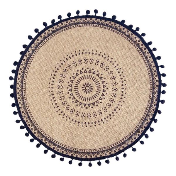 

mats & pads mandala round placemat boho woven macrame tassels table mat cup plate
