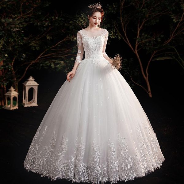

other wedding dresses elegant long sleeve sweetheart dress simple 2021 spring lace beautifull mariage vestido de noiva bridal gowns, White