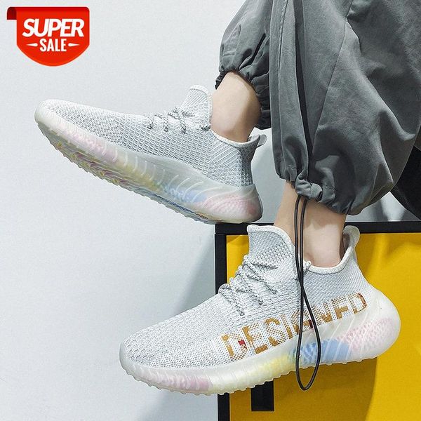 

summer popcorn outsole fashion trend casual men's shoes lightweight mesh fly woven sports running trendy #p139