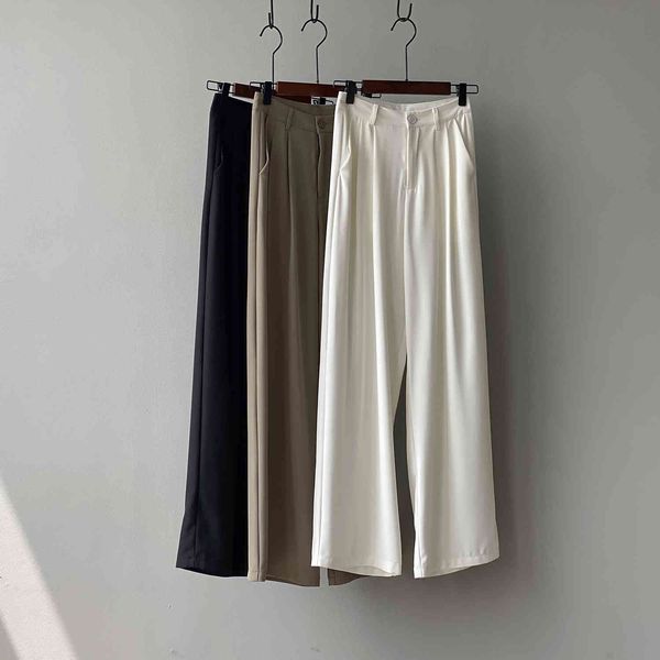 

women's pants & capris wide leg casual for women 2021 summer korean high waist loose trousers temperament drop j12v, Black;white