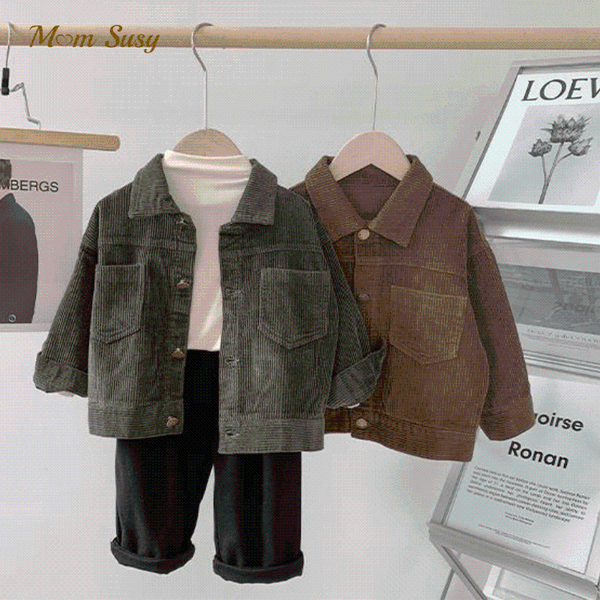 

jackets fashion baby girl boy corduroy jacket infant toddle child cotton coat blazer button outwear spring autumn clothes 1-8y, Blue;gray