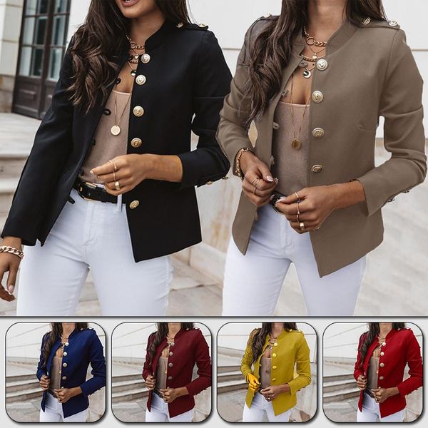 

women's suits & blazers elegant womens grey black long sleeve notched single breasted pockets slim female office work coats clothing, White;black