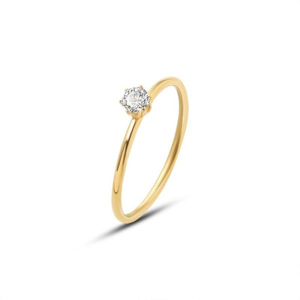 

cluster rings stainless steel jewelry zircon ring for women fashion gold single, Golden;silver