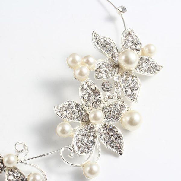 

hair clips & barrettes wedding accessories romantic rhinestone crystal pearl flower hairpin bridal crown pins jewelry, Golden;silver
