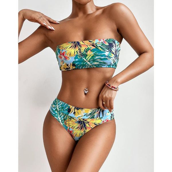 

one-piece suits european and american bikini fashion print ladies split swimwear