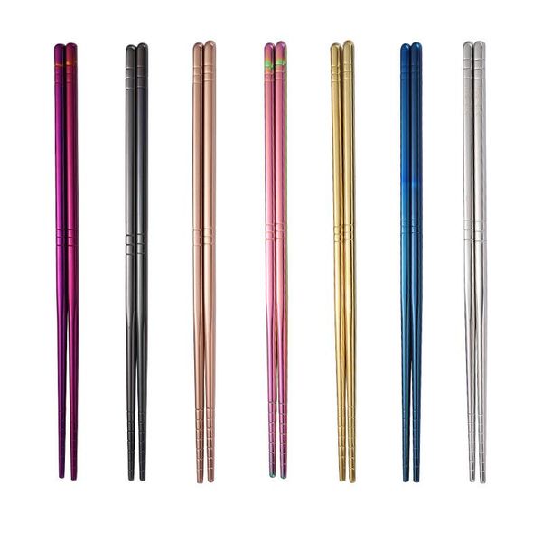

chopsticks 1 pair colorful 304stainless steel length18.5-22.8 cm reusable dishware stainless tableware