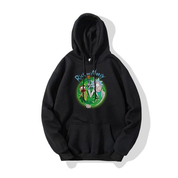 

men's hoodies & sweatshirts 2021 autumn/winter hooded hoodie animation print european and american youth casual fashion, Black