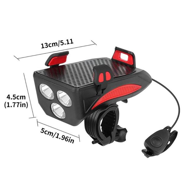 

multifunction 4 in 1 bicycle light bike horn alarm bell mtb headlight n58b lights
