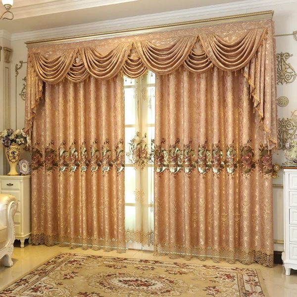 

curtain & drapes europe hollow jacquard luxury chenille burnt cloth curtains screening sheer tulle for bedroom living room windows pelmet va