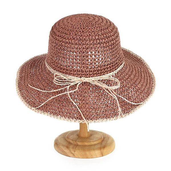

wide brim hats summer women straw hat bowknot female lady outdoor beach sun cap, Blue;gray