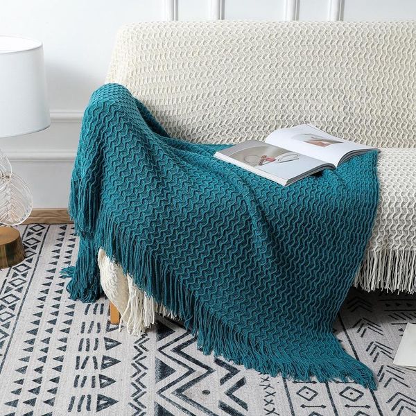 

blankets knitted blanket solid color embossed nordic decorative sofa bed throw chunky knit high quality