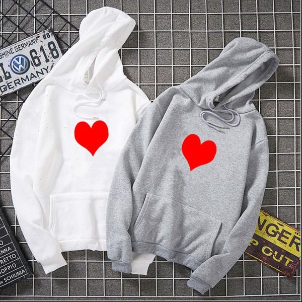 

fashion autumn winter fleece women hoodie heart print harajuku pullover loose lover sweatshirts couple casual coat, Black
