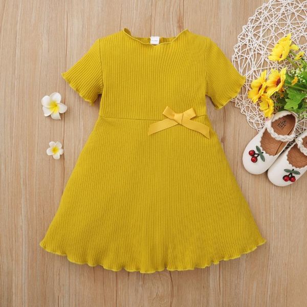 

girl's dresses patpat 2021 arrival baby / toddler bowknot solid yellow dress, Red;yellow