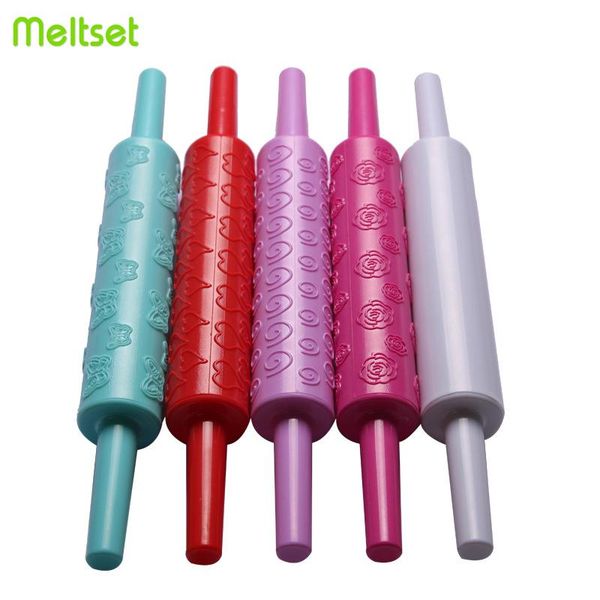 

plastic embossing rolling pin heart flower pattern engraved pins for cake fondant dough roller sugarcraft decoration baking moulds