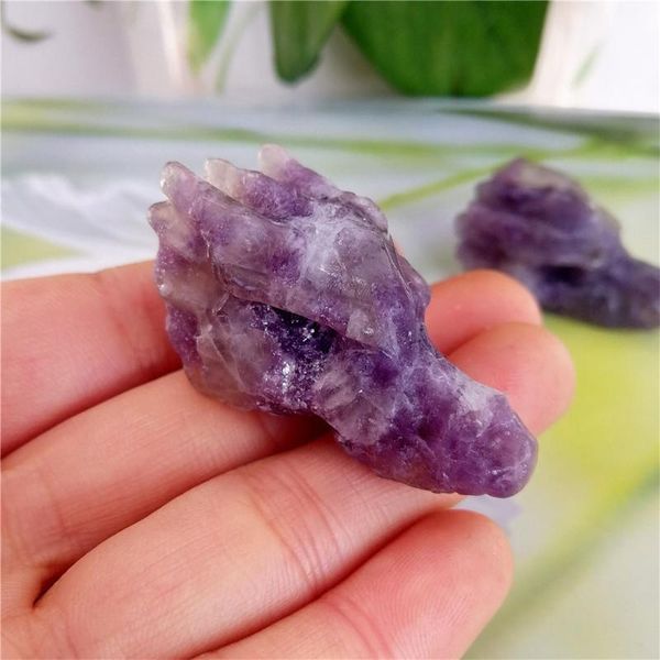 

natural gemstones and minerals carved animal dragon head for reiki chakra energy decor gifts 1pc decorative objects & figurines
