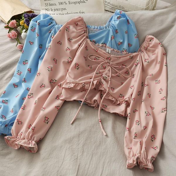 

women's blouses & shirts winter women floral printed off shoulder crop drawstring tees holiday cute blouse for summer cloth, White