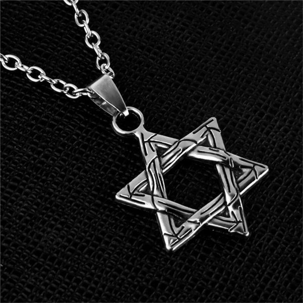 

pendant necklaces classic hip hop hexagram star of david pendants for men religious fashion harajuku jewish bijoux collar kolye gift, Silver