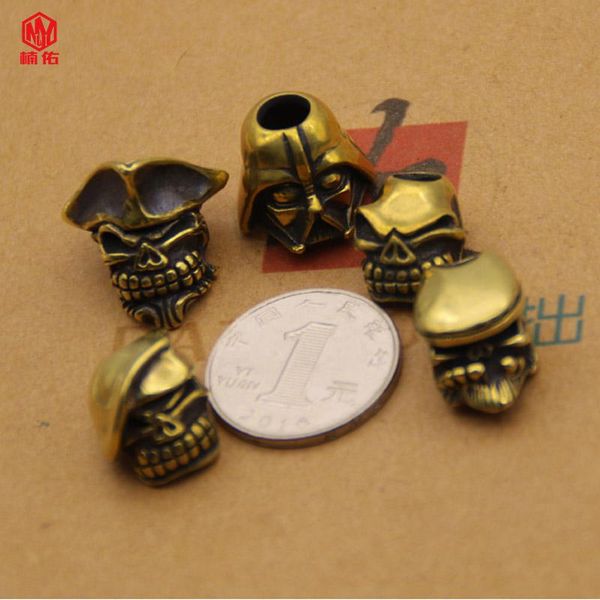 

outdoor gadgets 1pcs brass retro knife bead lanyard skeleton pendant survival landing paracord
