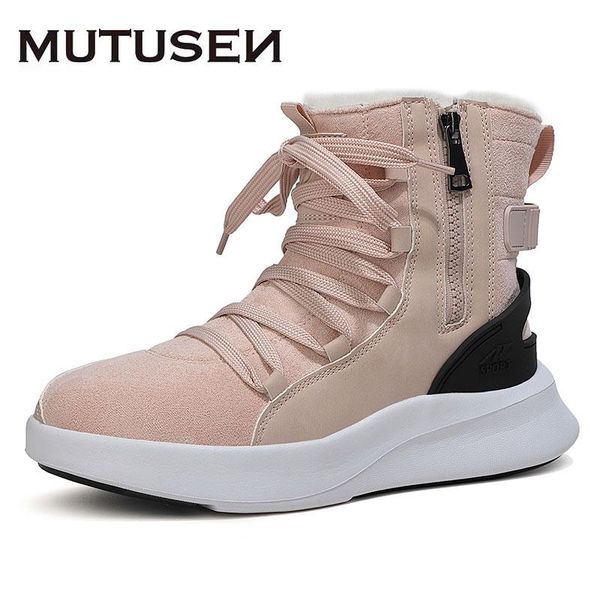 

boots winter women's warm fur outdoor sneakers waterproof high fashion women shoes hiking camping casual femal ankle, Black