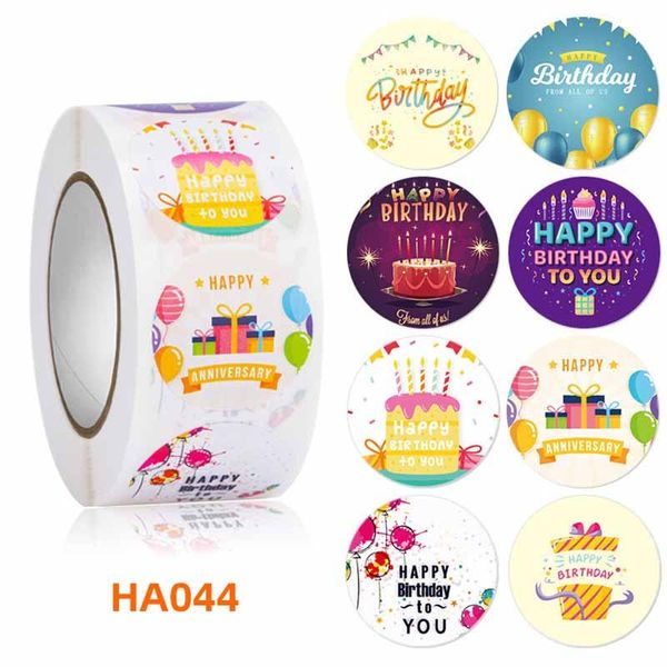 

jewelry pouches, bags 500pcs 3 designs happy birthday stickers for party gift package sealing labels kids classic toys stationery scrapbook, Pink;blue
