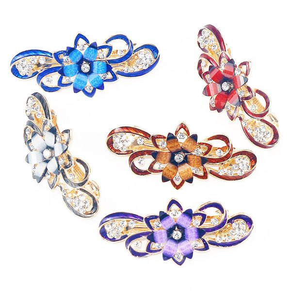 

5 colors women's duck beak clip korean plated alloy hairpin, Golden;silver
