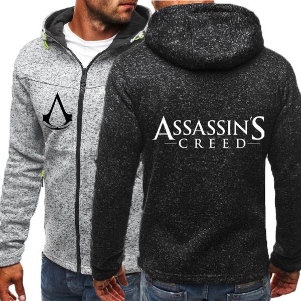 

men's hoodies & sweatshirts 2022 est assassin's logo printed jacket hooded casual zipper sweatshirt sportswear fashion clothing, Black