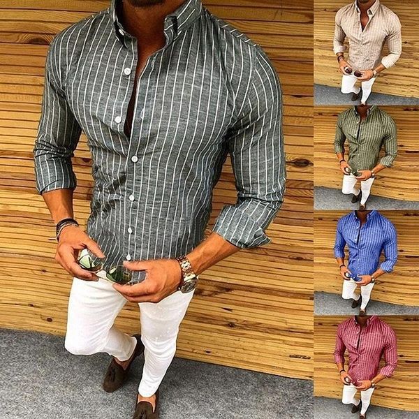 

men's casual shirts zogaa mens stripe shirt brand solid long sleeve dress male slim fit button blouse fashion, White;black