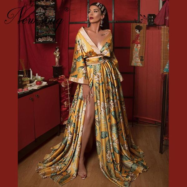 

party dresses high split red carpet dress 2021 vestido de festa floral women dubai arabic prom evening wear plus size, White;black