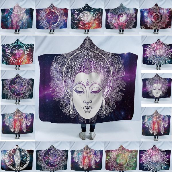 

child adults religion mandalan blanket home warm indian mandala religious psychedelic moon sun flowers hooded blankets wearable children kid