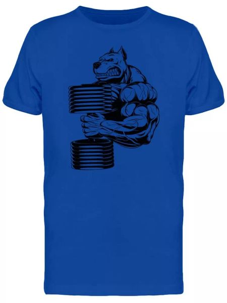 

strong dog with dumbbell men's tee -image by shutterstock, White;black
