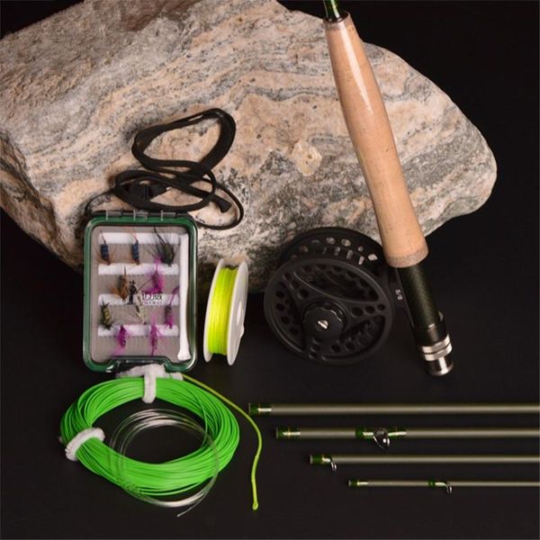 

carbon fishing combo set 2.7 m 5 section rod line wt 5/6 # supplies boat rods