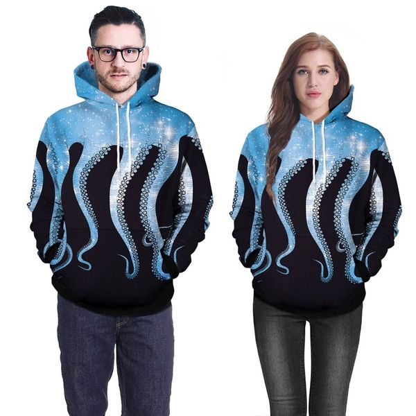 

halloween evil 3d pattern special hooded long-sleeved women's long sweater loose, comfortable and soft, Black
