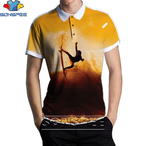 

men's polos sonspee 3d sports surfing pattern trendy shirt summer business casual style fashion breathable loose custom t-shirt, White;black