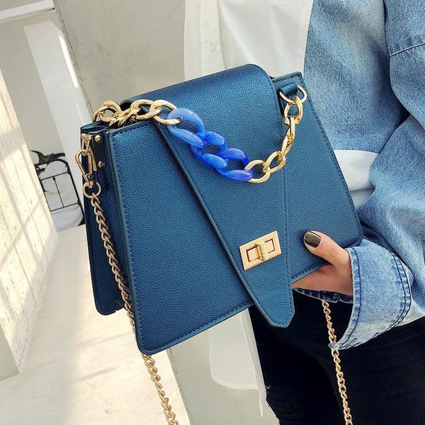 

shoulder bags 2021 fashion acrylic chain handbags women crossbody bag ladies designer pu leather messenger totes female purses