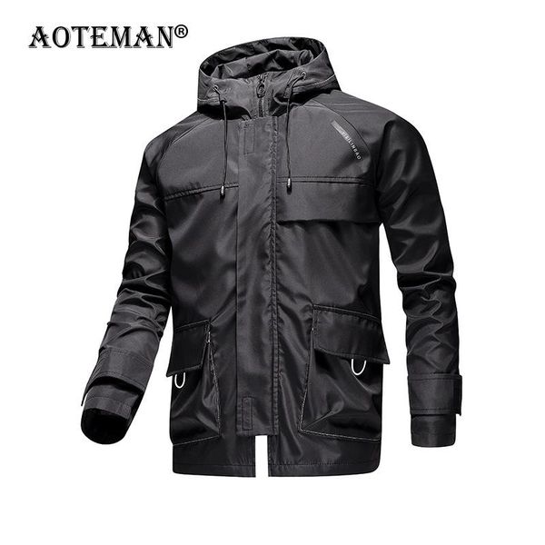 

men's jackets men hooded coats cargo male outdoor outwears windbreaker windproof spring autumn jacket fashion clothing coat lm344, Black;brown