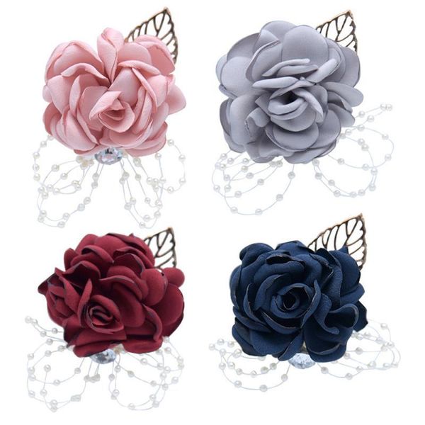 

charm bracelets girl bridesmaid wedding wrist corsage party lace prom hand flower decor bracelet, Golden;silver