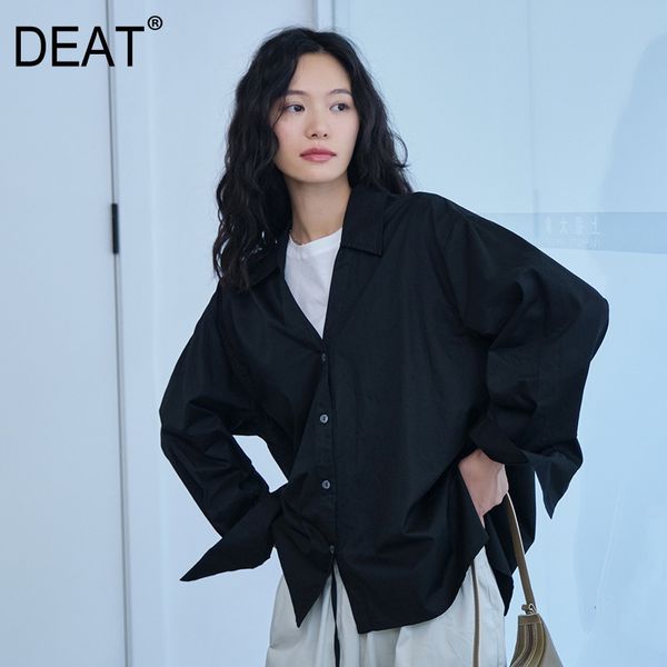 

deat summer fashion women clothes turn-down collar full sleeves single breasted white shrit female wp64500 210428, White;black