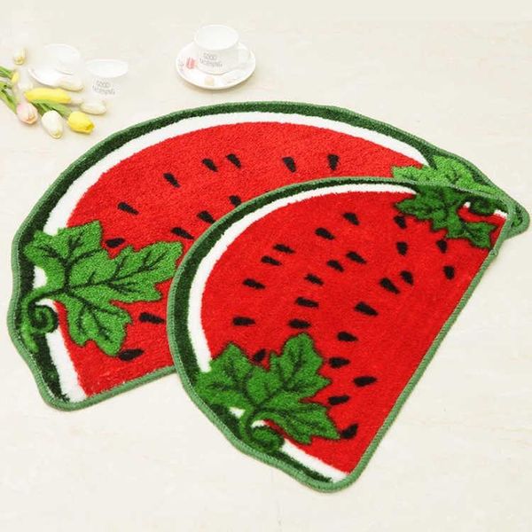 

bath mats 2 pcs cute watermelon floor mat children's room door bathroom rugs kitchen carpet semicircle non-slip bright red ac