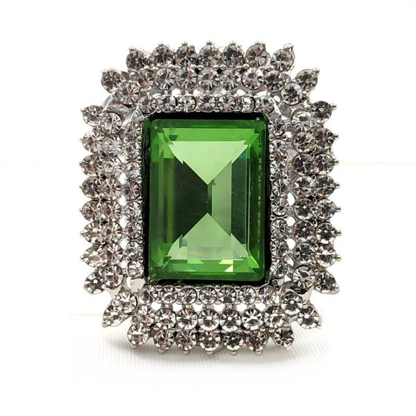 Abbellimento vintage sfaccettato rettangolo verde pietra spilla e spille gioielli Art Deco per le donne sciarpa scialle abito accessorio