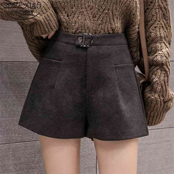 Wollshorts Damen Herbst und Winter Koreanische hohe Taille Frauen lässig elegant weites Bein 7784 50 210506