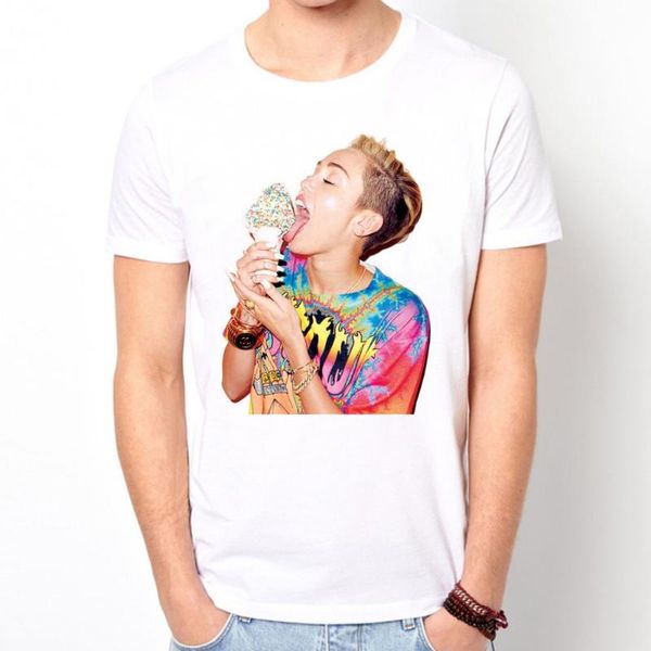 

miley cyrus ice music twerk bangerz t-shirt mens party gift white tee t shirt euro size s-xxxl men's t-shirts, White;black