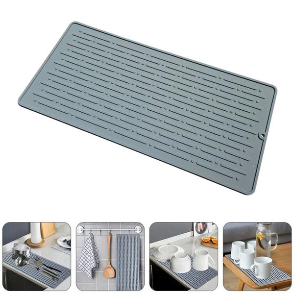 

mats & pads 1pc practical silicone placemat kitchen supply dish drying mat (grey)