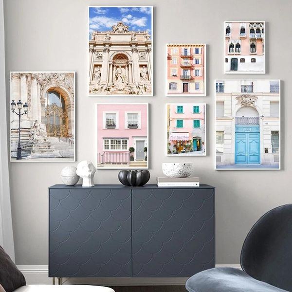 

paintings modern morocco door poster famous architecture picture vintage canvas painting roman art on the wall home decoration