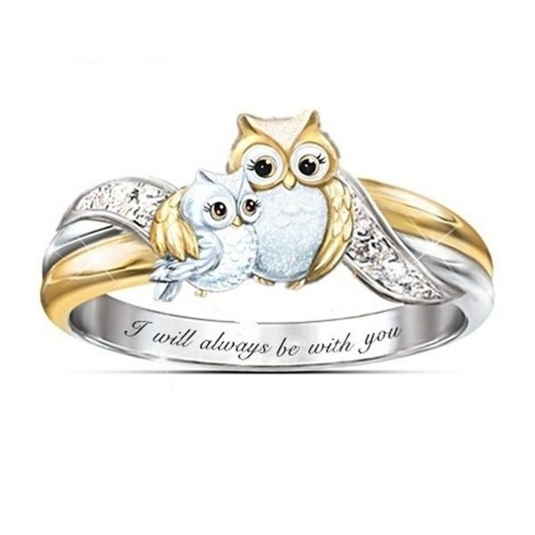

owl ring yunjin two color ring jewelry women's animal ring, Slivery;golden